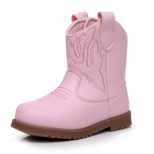 Blikcon Toddler Cowboy Boots for Boys Girls Baby Infant Cowgirl Boots Round Toe All Seasons 6-36 Months (Infant/Toddler)