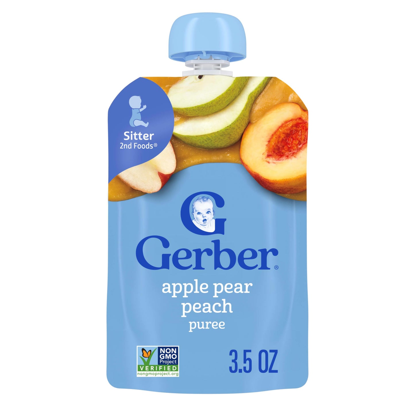 Gerber Baby Food Toddler Apple Pear Peach, 3.5 Oz Pouch