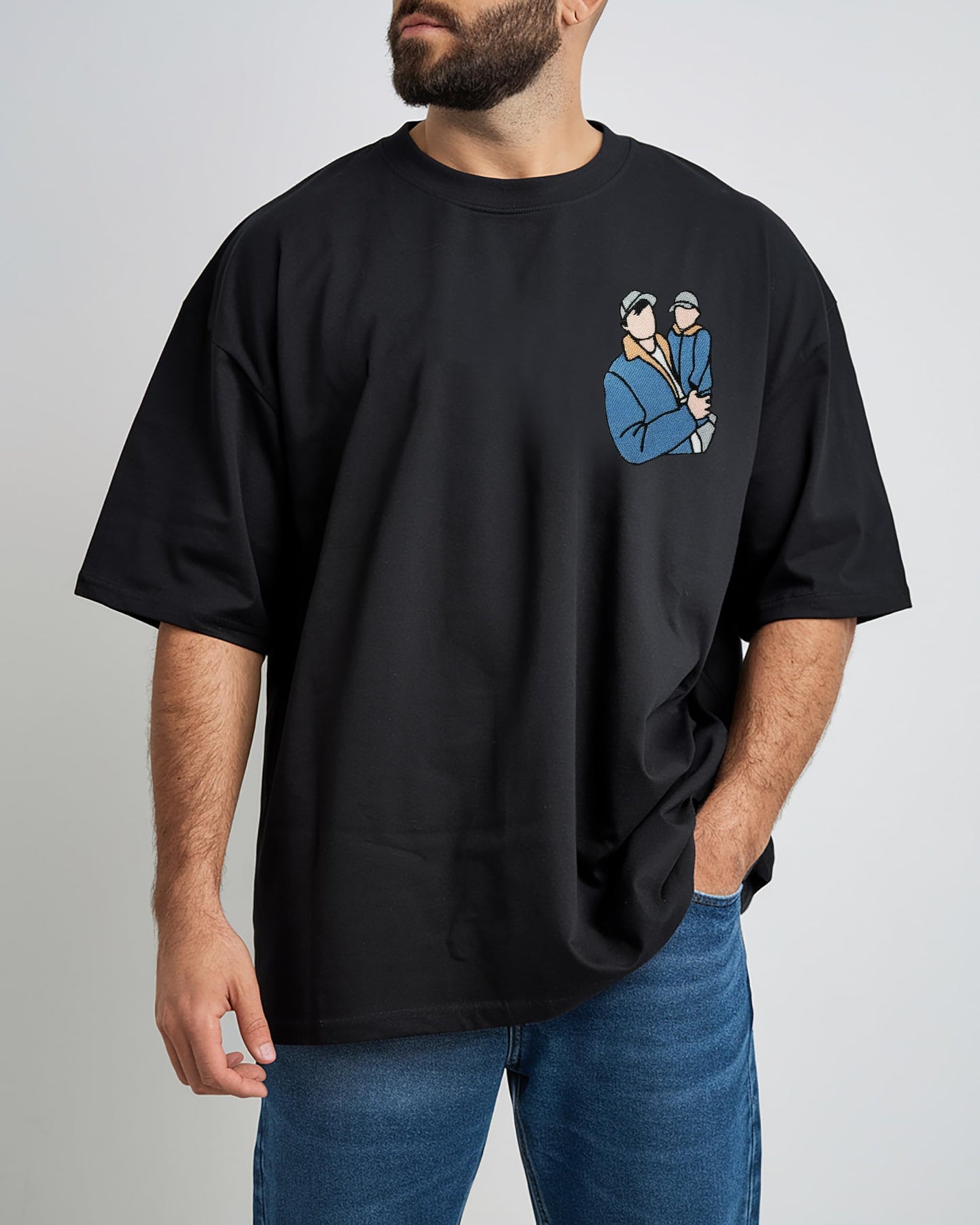 NAZENTI Personalized Dad Embroidered Sweatshirt, Custom Dad Est Shirt with Kid Name, Photo Shirt for Men, Fathers Day Shirts