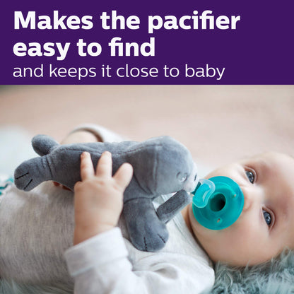 Philips AVENT Soothie Snuggle Pacifier Holder with Detachable Pacifier, 0m+, Giraffe, SCF347/01-1 Count (Pack of 1)