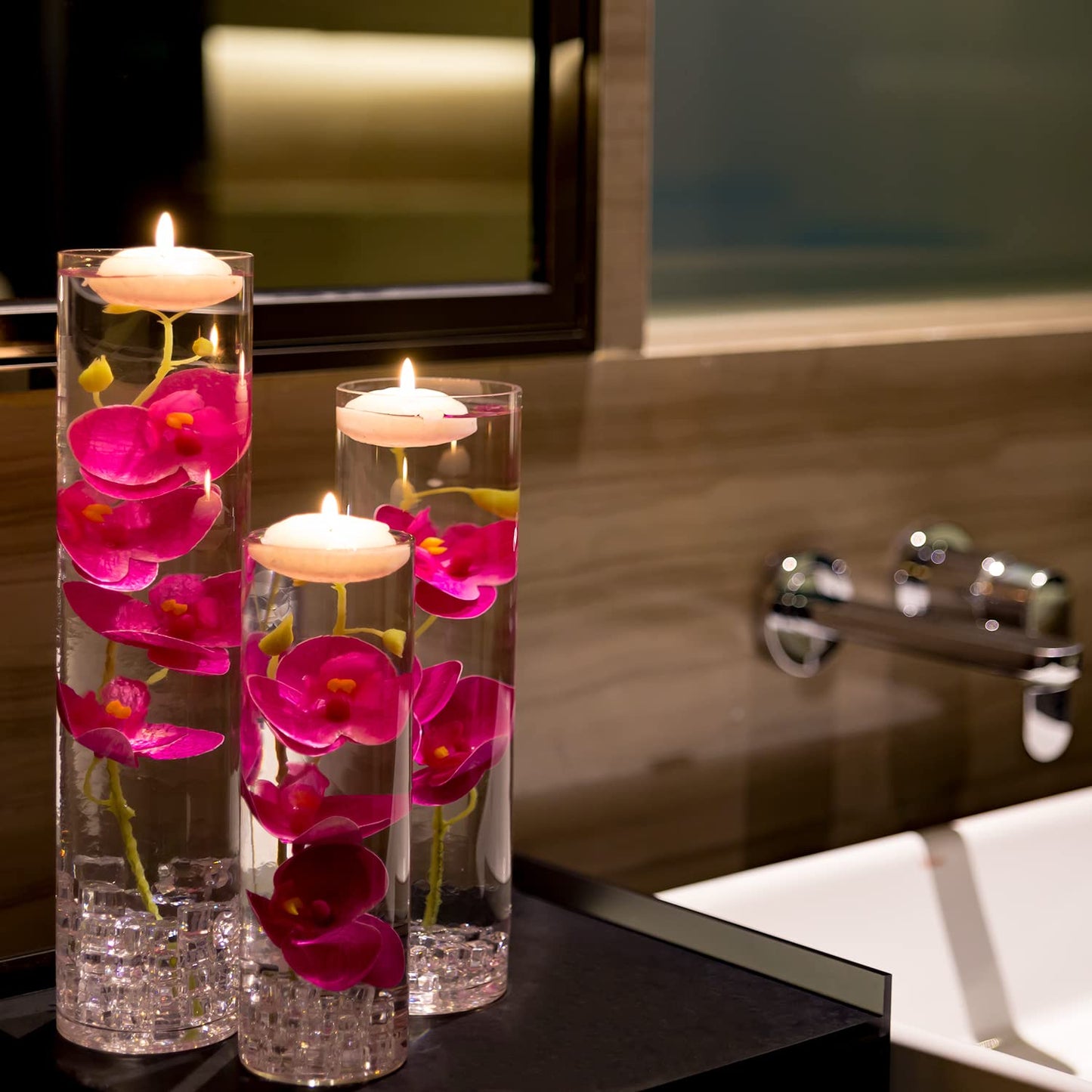 Artificial Phalaenopsis with Candles Diamond Lace Nearly Natural Orchid for Table Centerpiece Wedding Party Home Bar Restaurant Festival Decoration Pink Suit