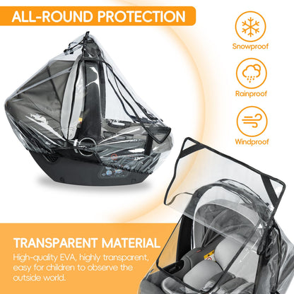 bemece Car Seat Rain Cover, Baby Car Seat Rain Cover Universal with Side Ventilation and Quick-Access Large Window, Protected from Rain, Snow, Wind and Dust, Baby Travel Accessories