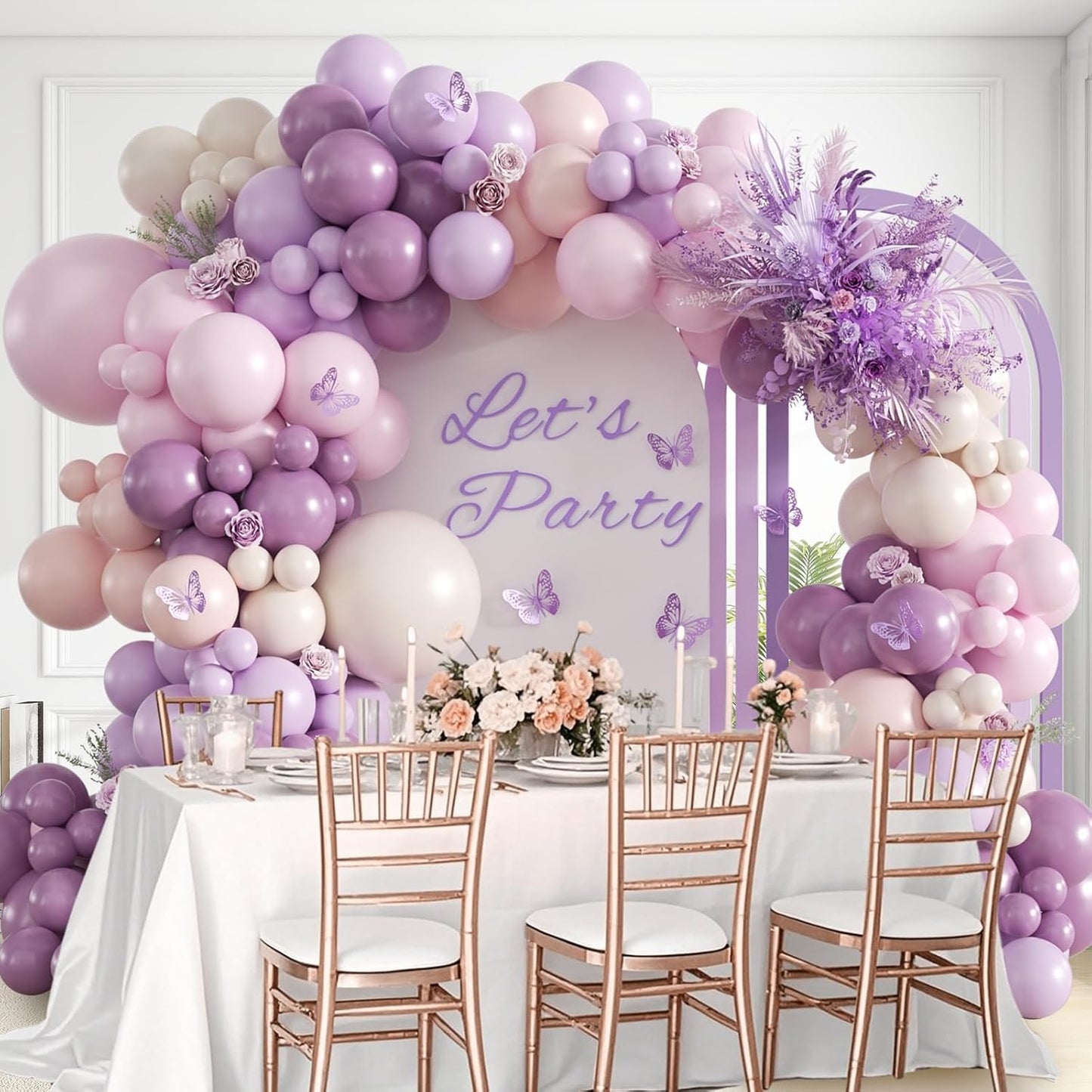 Pink and Purple Balloon Arch Kit with Dusty Pastel Purple Pink Sand White Balloons for Baby Bridal Shower Wedding Gender Reveal Birthday Party Decorations