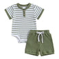 Newborn Baby Boy Girl Clothes 3 6 9 12 18 Months Ribbed Knit Short Sleeve Romper Shorts Set Infant Summer Outfits