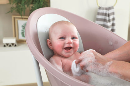 Newborn Baby Bath | Built in Support Bump and Soft Backrest | Suitable from Newborn | Bath Seat Support Includes Plug | Blossom Pink