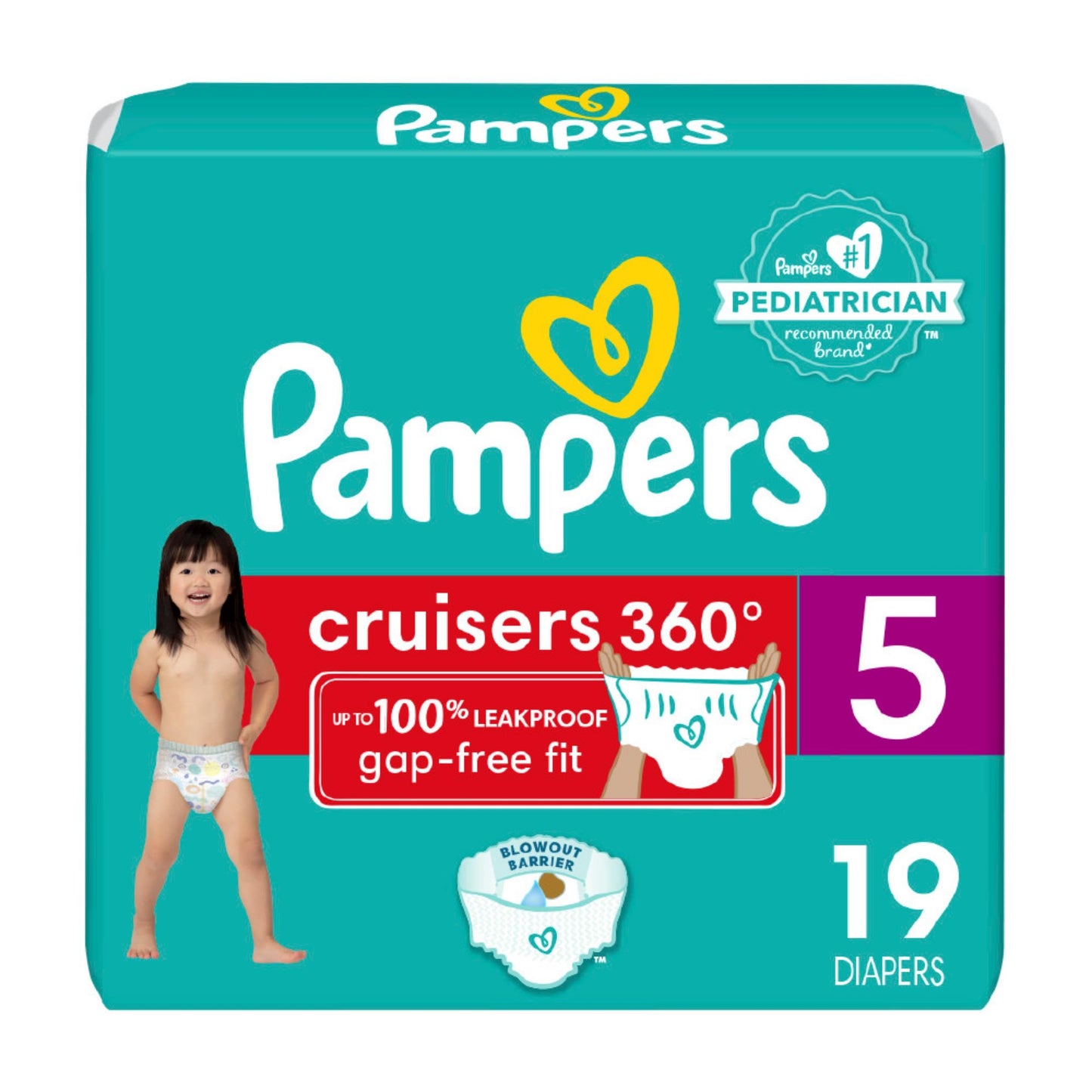 Pampers Diapers - Cruisers 360 - Size 5, 100 Count, Babyproof up to 100% Leakproof Pull-On Diaper