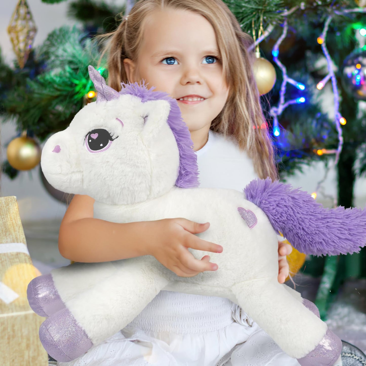 43" Giant Unicorn Stuffed Animal, Unicorn Plush Pillow Toys Big Plushy Fluffy, Gift for Girls Kids Boys Girlfriend, White & Purple