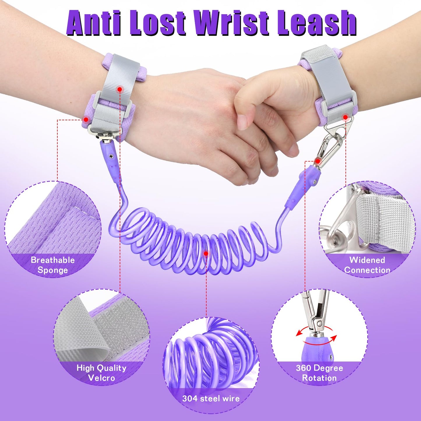 Toddlers Leash + Anti Lost Wrist Link Child Kids Safety Harness Kids Walking Wristband Assistant Strap Belt for Girl Pink Christmas Gift