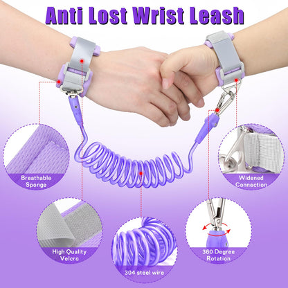 Toddlers Leash + Anti Lost Wrist Link Child Kids Safety Harness Kids Walking Wristband Assistant Strap Belt for Girl Pink Christmas Gift