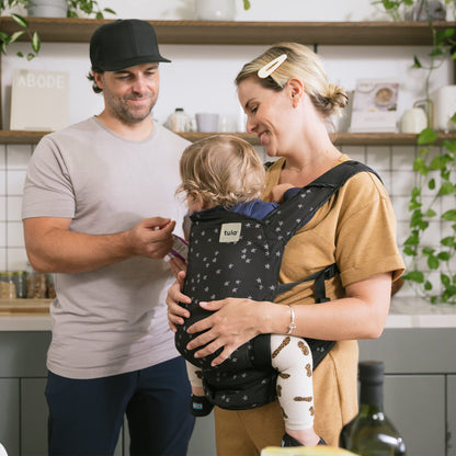 Baby Tula Lite Compact Baby Carrier, Ultra Compact and Lightweight, Travel, Convenient Carry Pouch, Ergonomic and Multiple Posisitions for 12-30 pounds, Soar