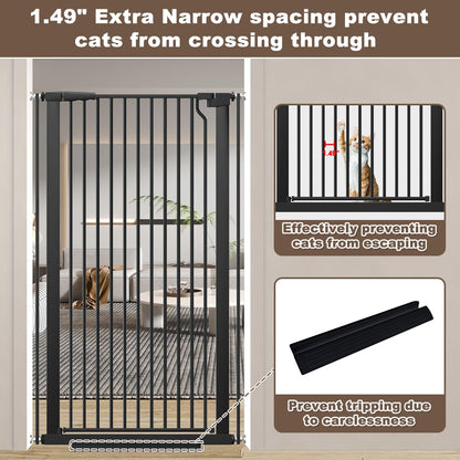 Fairy Baby 51.18" Extra Tall Cat Gate for Doorway, 29.5"-40.5" Extra Wide Pet Gate Dog Barrier Indoor for Cats Dogs, Kid Puppy Dog Gate No Jumping Over & No Climb, Metal Child Safety Proof Gate, Black