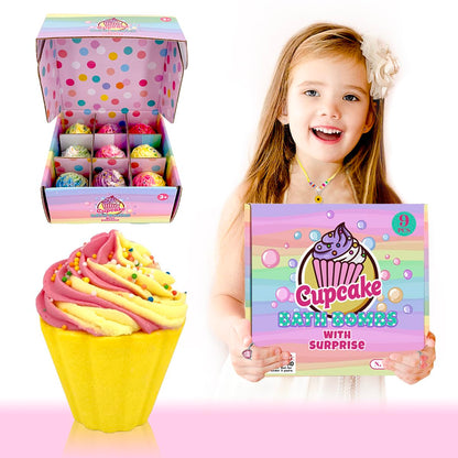 Donut Bath Bombs for Girls, 4oz/Pack of 9 Bath Bombs for Kids with Surprise Inside, Kids Bath Bombs with Jewelry Inside, Bath Bombs for Girl's Birthday Party Favor, Spa Day Gift