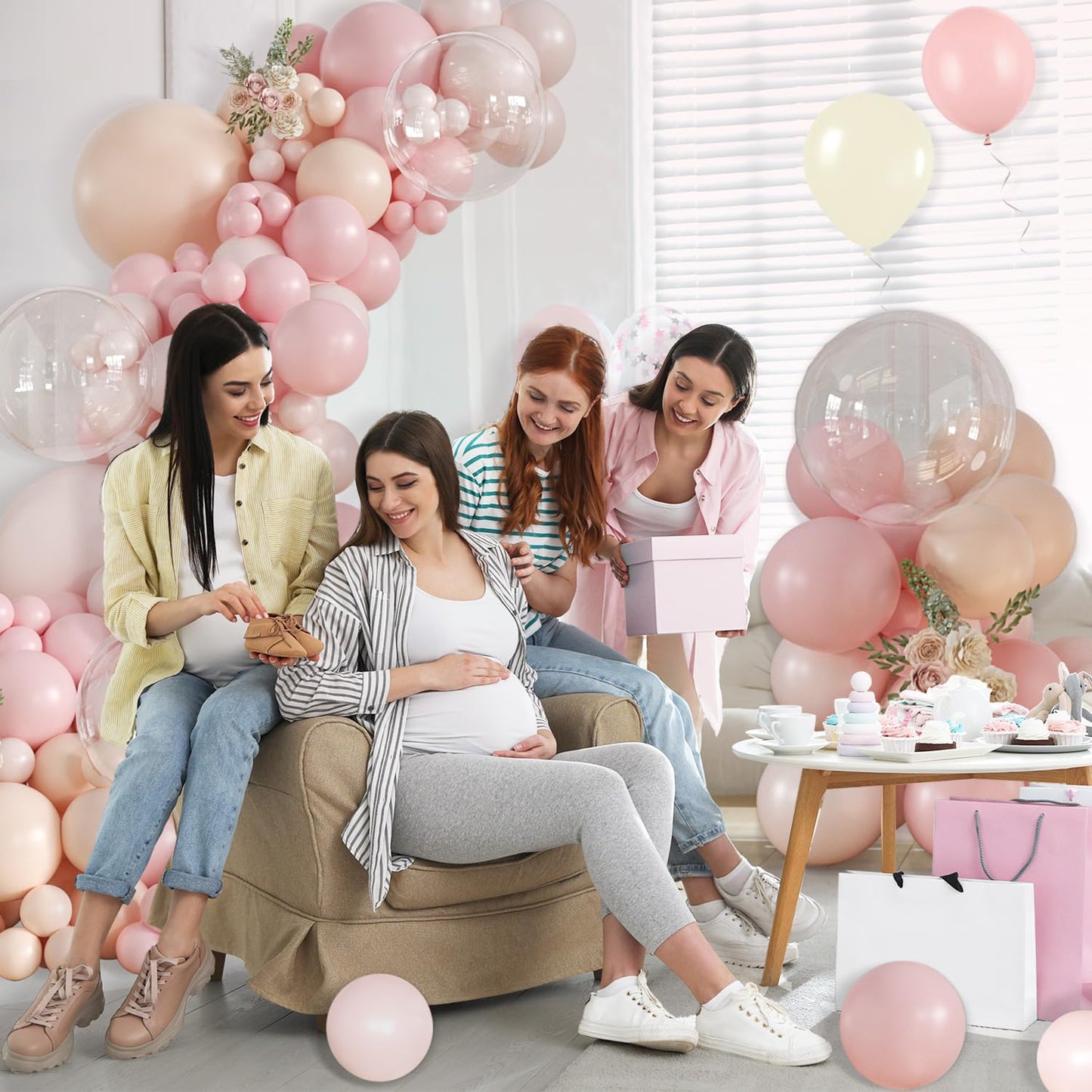 Dusty Pink Balloon Arch Kit, 126 Pcs Pastel Macaron Balloon Garland Kit Include Light Sand Pink Balloons for Birthday Baby Shower Wedding Bridal Gender Reveal Decorations