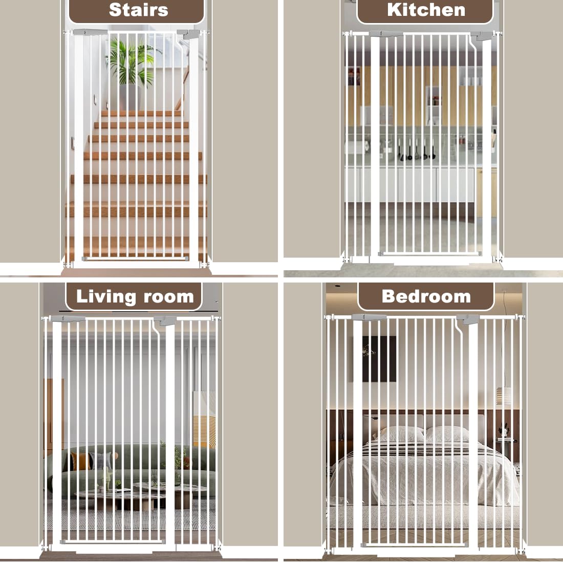 Fairy Baby 51.18" Extra Tall Cat Gate for Doorway, 29.5"-40.5" Extra Wide Pet Gate Dog Barrier Indoor for Cats Dogs, Kid Puppy Dog Gate No Jumping Over & No Climb, Metal Child Safety Proof Gate, Black
