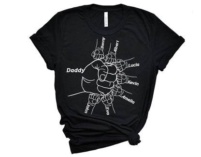 Personalized Fathers Day Gifts, Custom Child Fist Bump Shirt, Custom Dad, Grandpa Shirt, Customizable Daddy Shirt with Kid's Name, Christmas Gifts for Dad from Daughter and Son, Husband Gifts