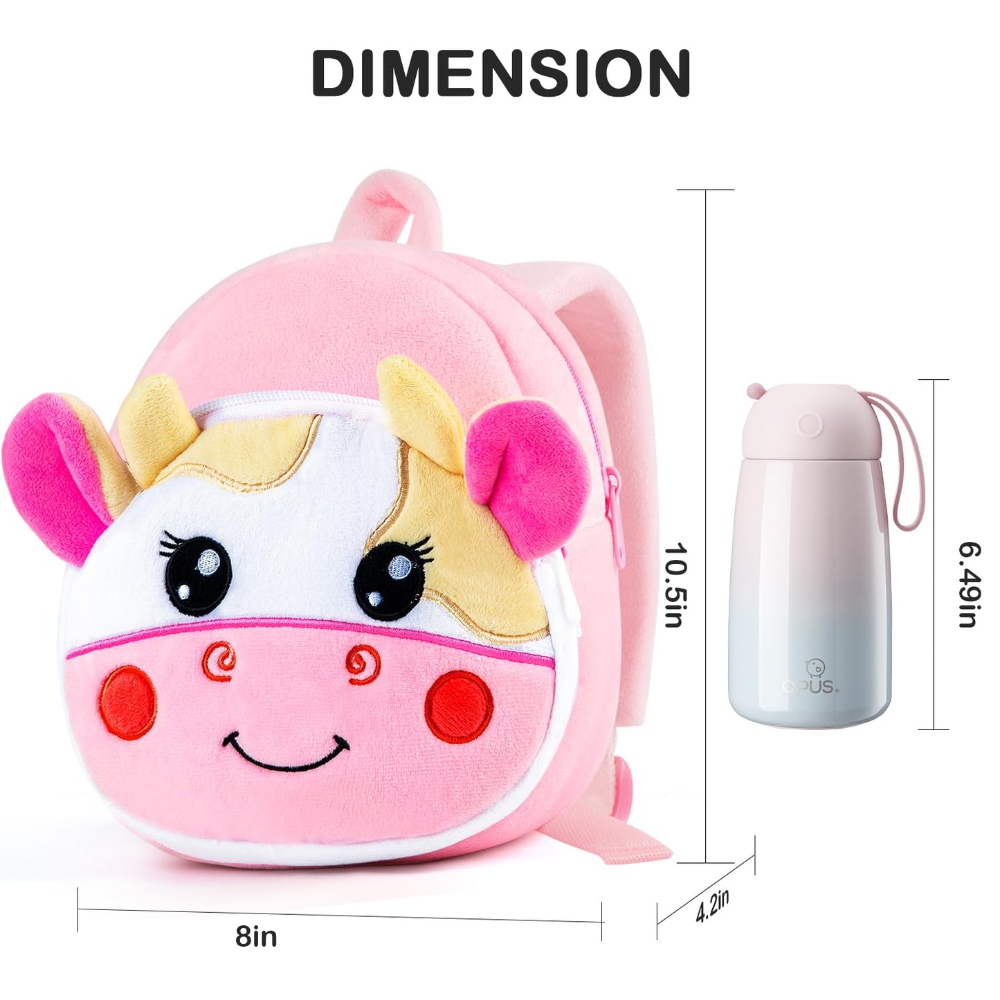 HONGTEYA Toddler Backpack Plush Backpack for Kids Soft Mini Backpack for Girls Animal Elephanet Doll Toys Birthday Easter Christmas kids for Age 1 2 3 4 5