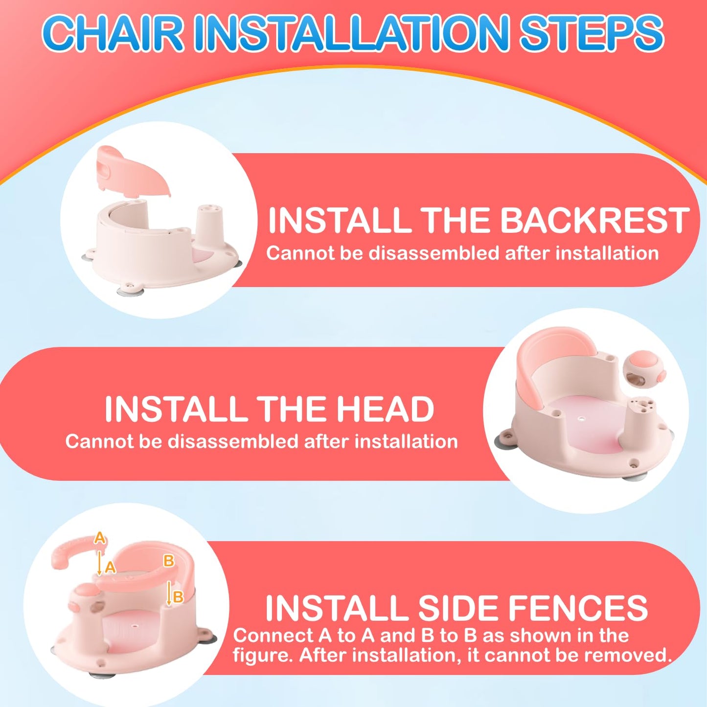 Baby Bath Seat for Babies 6 Months & up, Non-Slip Toddler Bath Seat for Baby & Newborn, Sit Up Bath Seat for Baby,Grey