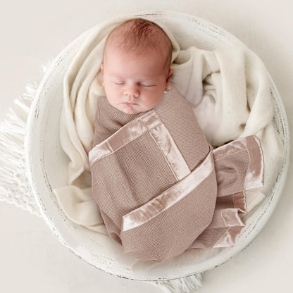 Swaddle Baby Blanket: Waffle Blanket with Satin Strim - Soft Breathable Toddler Blanket for Nursing Cover - Cotton Crib Blanket for Naptime（Cream）
