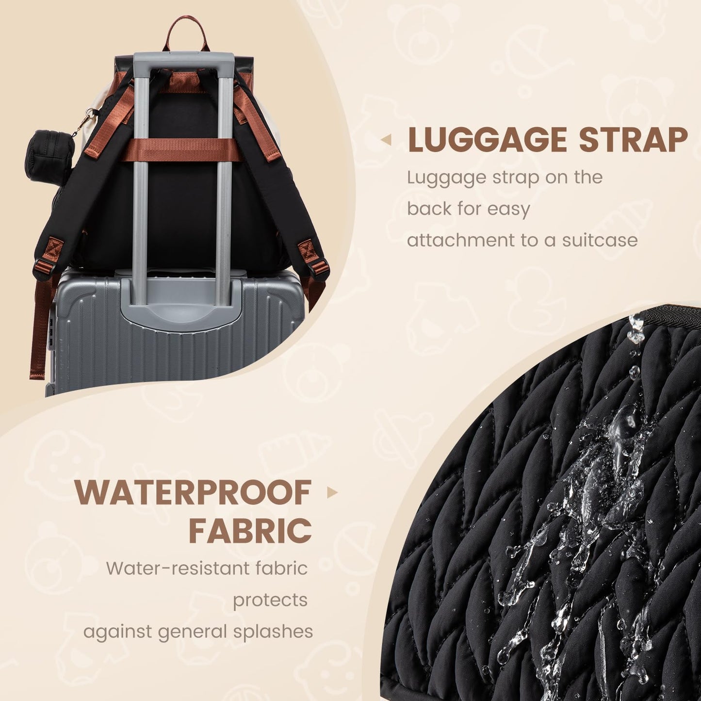 LOVEVOOK Diaper Bag Backpack, Small Baby Bag, Cute Baby Diaper Bag, Stylish Water-Resistant Travel Baby Bag for Mom, Baby Backpack with Changing Pad, Stroller Straps -Khaki