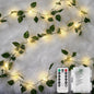 suddus Vine with Fairy Lights Battery Operated, 33ft 100 LED Ivy String Lights with Remote, Leaf Lights for Bedroom, Room, Wall, Garden, Party, Wedding Decor (Warm White)