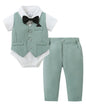 DISAUR Baby Boy Clothes Toddler Boy Outfits 4PCS Gentleman Dress Romper/Vest/Pants/Bow Tie Cotton Suit Sets