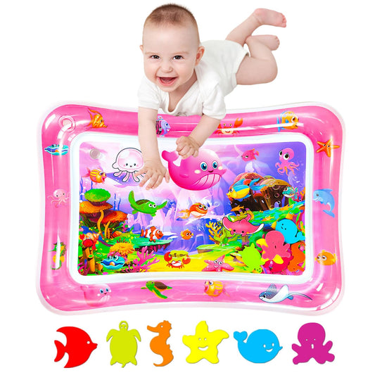 ZHUYNXIR Extra Big Infant Toys, Tummy time mats,Tummy time Toys, Baby Pink Water Play mat, Fun Early Development Activity Play Center for Newborn, Pink 39.5x31.5 in.