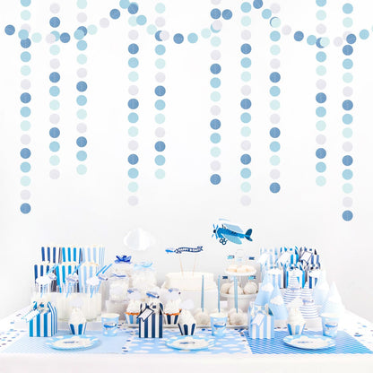 Light-Baby Dusty-Blue White Party-Decoration Garland - 52ft Baby Boy Shower Birthday Streamers,Graduation Bachelorette Bridal Christmas Banner Decor Lasting Surprise