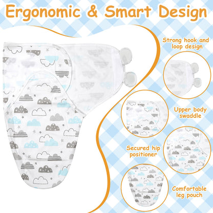 Ramede 6 Pack Baby Swaddle Blanket with Hats Sleep Swaddle for 0-3 Months Newborn Sacks Soft Cotton Wearable for Boy Girl