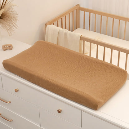 Muslin Changing Pad Cover 100% Cotton Diaper Changing Table Cover for Unisex Baby Boys Girls 2 Pack Changing Pad Sheets Brown