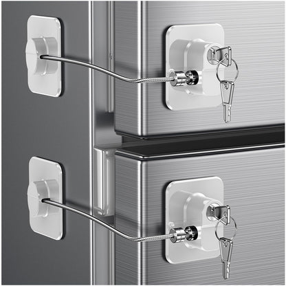 2 Pack Refrigerator Door Lock, Child Proof Fridge Door Lock for Kitchen Freezer, Cabinets and Drawers, Air Oven Air Fryer, Closets, Windows, Doors-No Tools Need or Drill (Patent) (2 pcs Black Lock)
