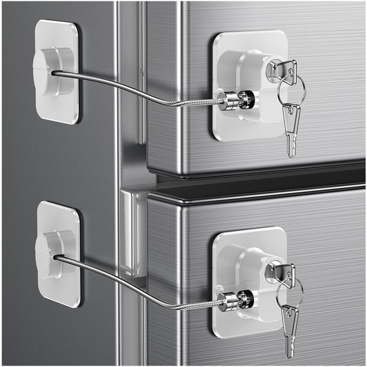 2 Pack Refrigerator Door Lock, Child Proof Fridge Door Lock for Kitchen Freezer, Cabinets and Drawers, Air Oven Air Fryer, Closets, Windows, Doors-No Tools Need or Drill (Patent) (2 pcs Black Lock)