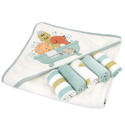 Baby Hooded Towel and Washcloth Set for Infants, Boys and Girls 6-12 Months (Mommy's Mermaid)