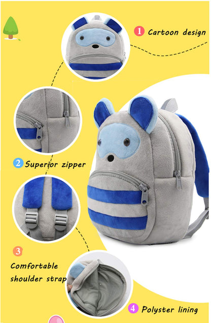 Ladyzone Toddler Backpack Zoo Animals Backpacks Cute Plush Bag Cartoon 10" Preschool Book Bag For 2+ Years Girls Boys