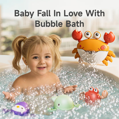 TUMAMA Baby Bath Toy,Bath Bubble Maker Machine with Music,3 Wind-Up Bathtub Toys,Crab Shower Water Toy for Toddlers Kids Boys Grils,4 Pieces