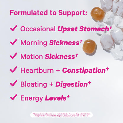 Pink Stork Organic Peppermint Sweets for Morning Sickness and Motion Sickness Support, Added Vitamin B6, 1st Trimester Pregnancy Must Haves - 30 Wrapped Peppermint Candies