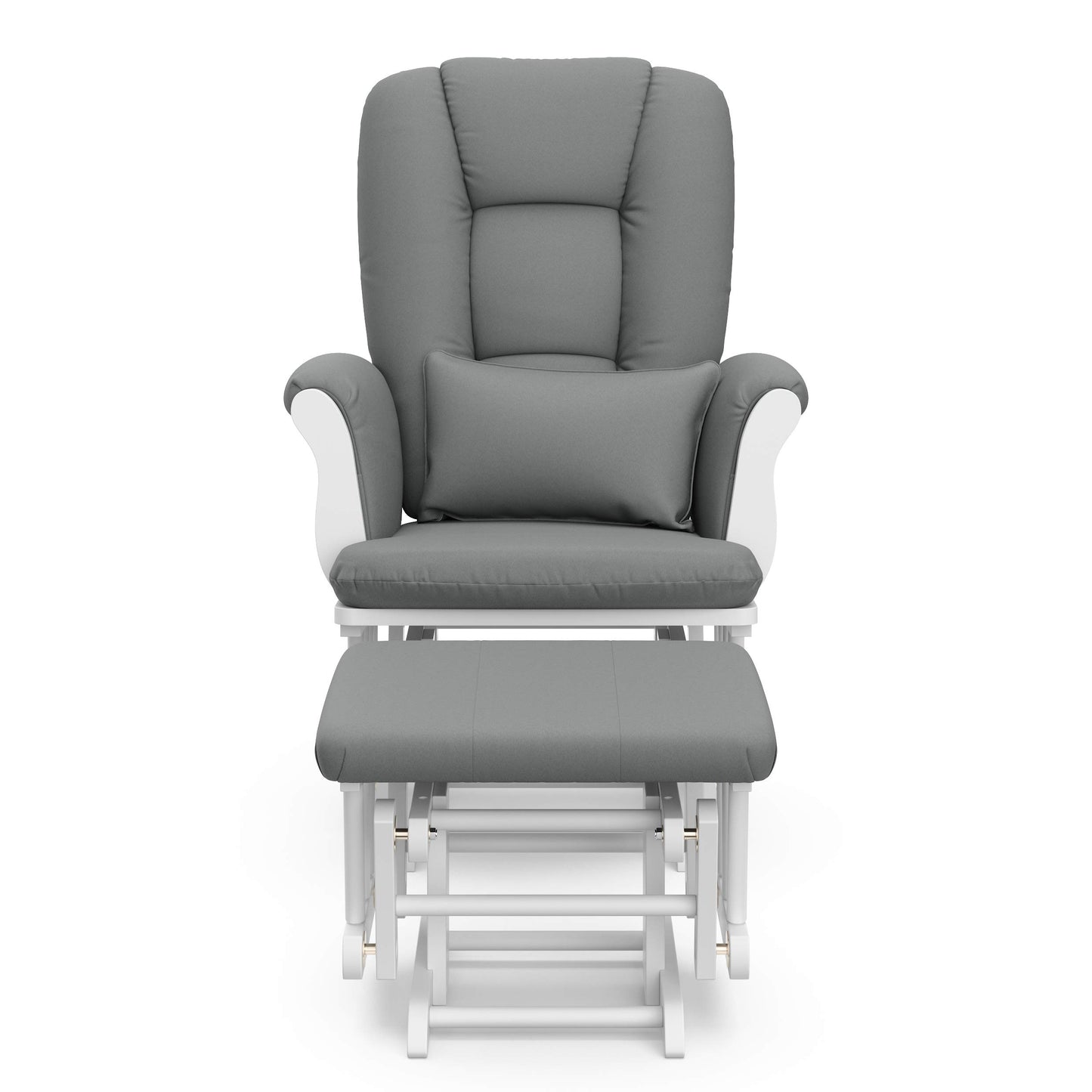 Storkcraft Tuscany Custom Glider and Ottoman with Free Lumbar Pillow (White/Slate Gray Swirl) - Cleanable Upholstered Comfort Rocking Nursery Chair with Ottoman