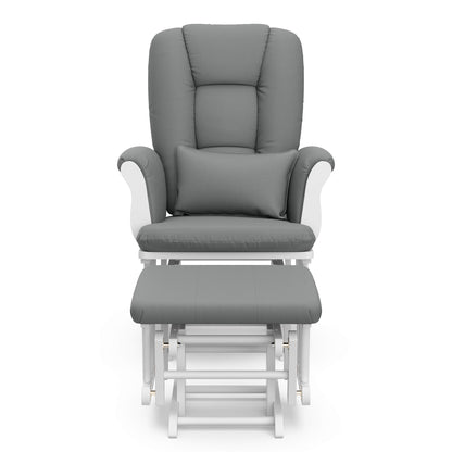 Storkcraft Tuscany Custom Glider and Ottoman with Free Lumbar Pillow (White/Slate Gray Swirl) - Cleanable Upholstered Comfort Rocking Nursery Chair with Ottoman