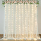 White Tulle Backdrop Curtain with Lights String for Parites 10×8ft Sheer Backdrop Curtains White Curtain Backdrop for Wedding Baby Shower Birthday Party Photo Shoot Decorations(2 Panels 10ft×8ft)