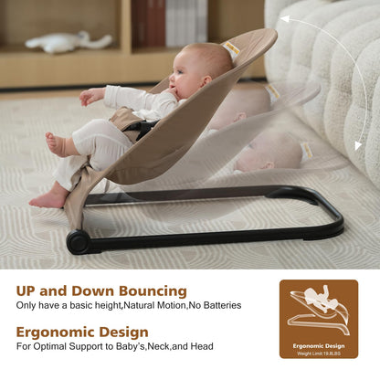Baby Bouncer,Baby Bouncer Seat,Portable Infant Bouncer with 3-Point Safety Harness,Ergonomic Bouncy Seat, Newborns Bouncer for Babies 0-6 Months up to 20lbs,ASTM-Certified(Pink)
