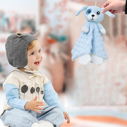 2025 6-in-1 Sensory Baby Security Blanket - Crinkle, Rattle & Teether, Machine-Washable Plush Lovey for Nursery/Stroller, Soft Cuddly Blanket Sleeping Animal for Babies and Toddlers (Grey)