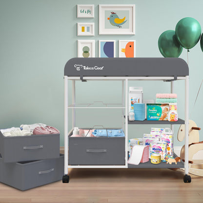 G TALECO GEAR Baby Changing Table, Portable Changing Table, Diaper Changing Station with Waterproof Pad, Changing Table Dresser with 3 Storage Baskets, Mobile Nursery Organizer for Newborn Essentials
