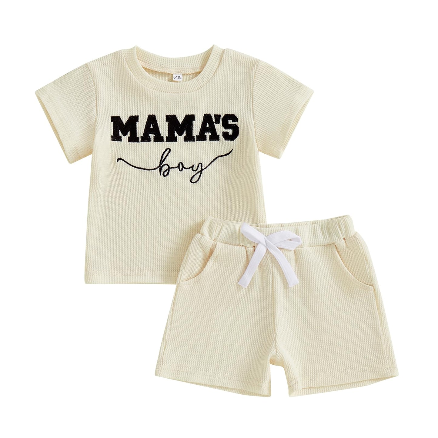 Toddler Baby Boy Summer Clothes Embroidered Waffle Short Sleeve T-Shirts Elastic Shorts Newborn Infant Boy Outfits