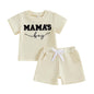 Toddler Baby Boy Summer Clothes Embroidered Waffle Short Sleeve T-Shirts Elastic Shorts Newborn Infant Boy Outfits