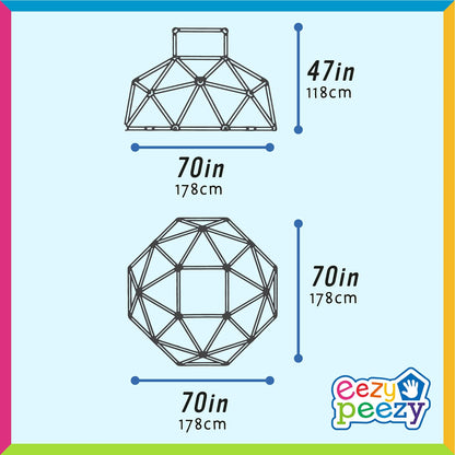 Eezy Peezy Mega Pyramid Monkey Bars Climbing Tower Active Outdoor Fun for Kids Ages 3 to 8 Years Old, Blue/Green