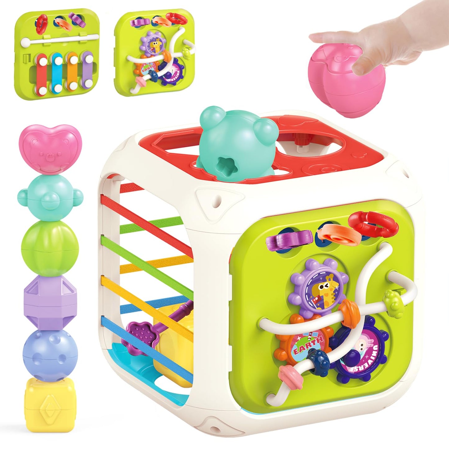 MINGKIDS Montessori Toys for 1 Year Old, Toy 6 Pc Multi Sensory Shape, Toddler Developmental Learning Toys Birthday Gifts, Baby Toys 12 Month