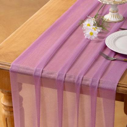 Socomi Blush Pink Gauze Table Runner Chiffon Like Wedding Table Runner 120 inches Long Boho Rustic for Bridal Shower Decorations Baby Shower