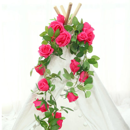 Felice Arts 2 Pack Pink Artificial Rose Garland Each 6.5FT Fake Rose Vine Hanging Floral Garland for Wedding Flowers Table Centerpiece Arrangement Baby Shower Decor