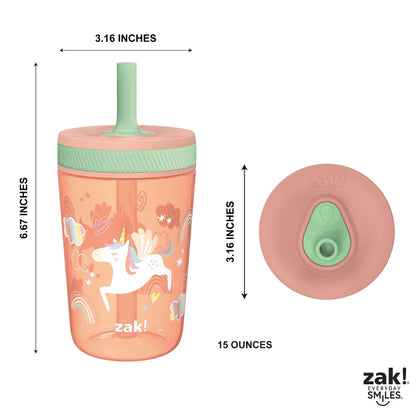 Zak Designs Disney Princess Kelso Toddler Cups For Travel or Home, 15oz 2-Pack Plastic Sippy Cups, Leak-Proof For Kids (Ariel, Aurora, Belle, Cinderella, Jasmine, Mulan, Rapunzel, Tiana)