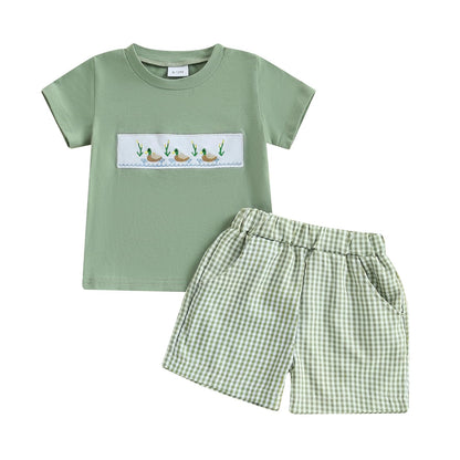 Toddler Baby Boy Summer Clothes Funny Pattren Letter Short Sleeve T Shirt with Shorts 2 Peices Outfits