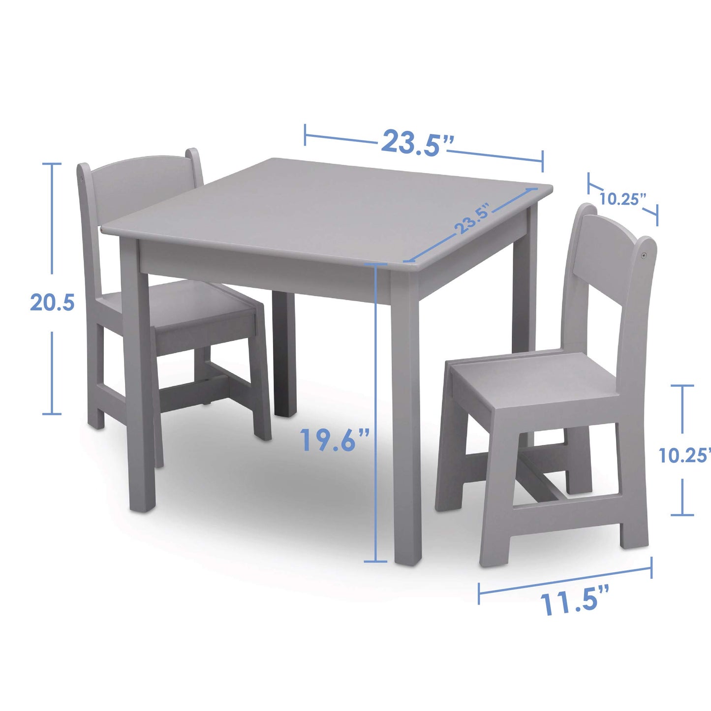 Delta Children MySize Kids Wood Table and Chair Set (2 Chairs Included) - Ideal for Arts & Crafts, Snack Time, & More - Greenguard Gold Certified, Bianca White, 3 Piece Set